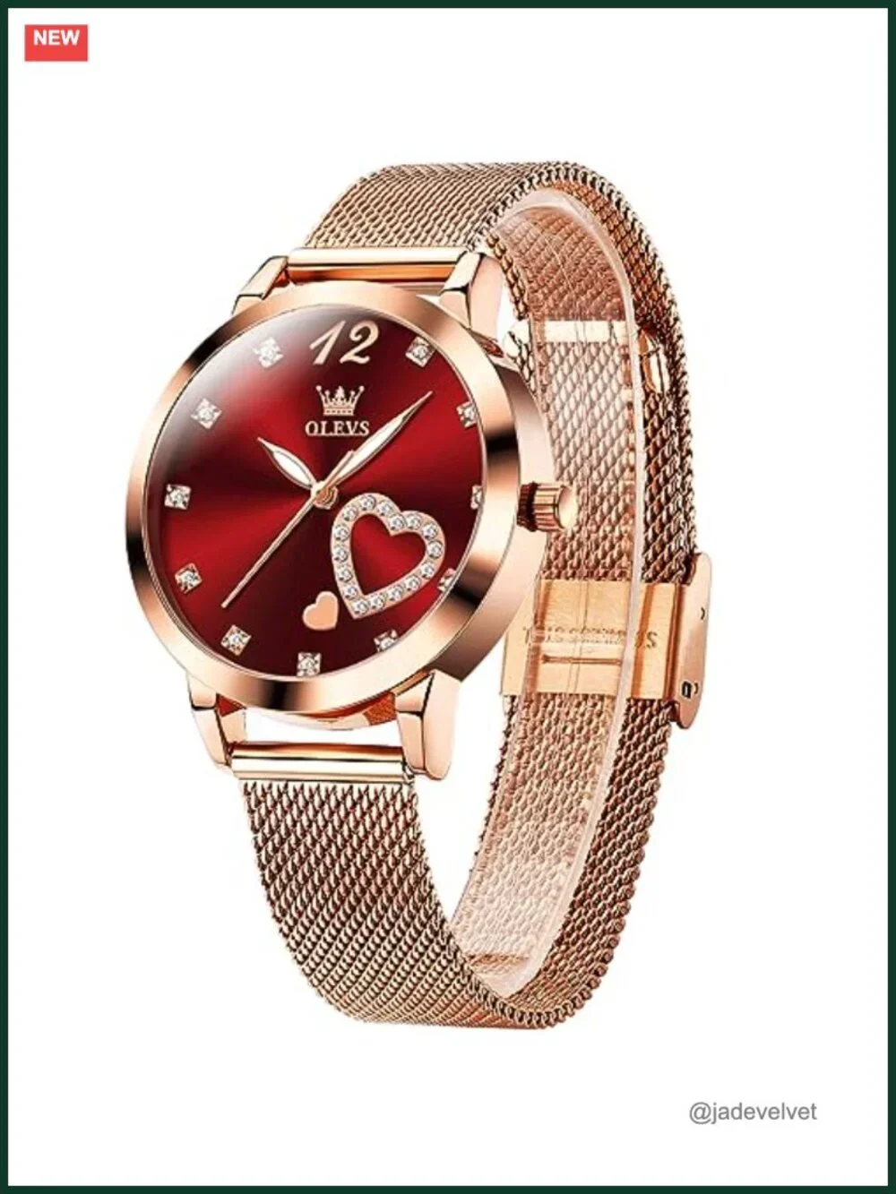 Women's Heart Diamond Mesh Bracelet Watch Rose Gold Stainless Steel Quartz